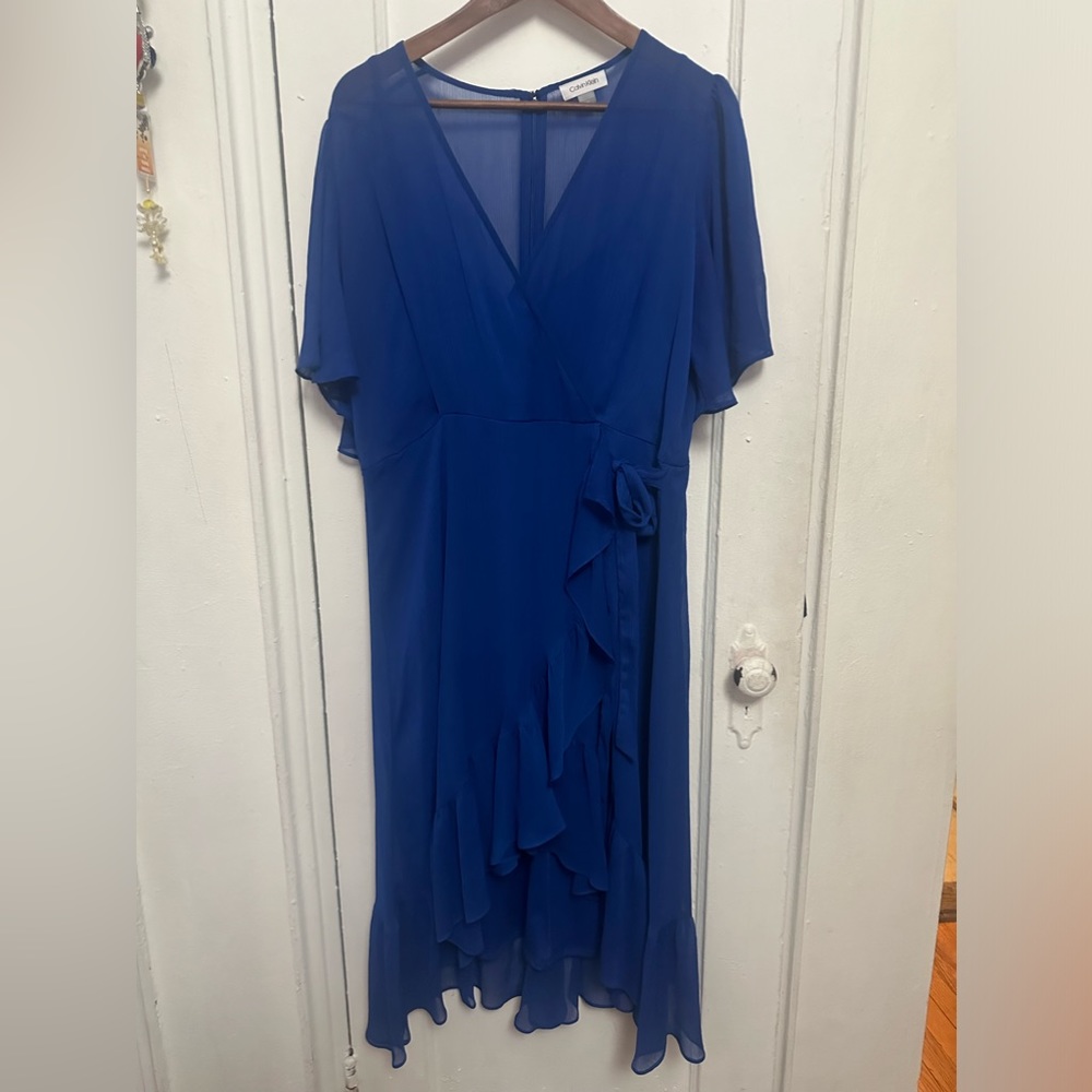 Elegant Blue Wrap Dress